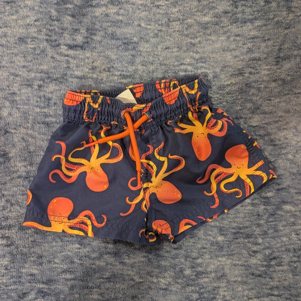 Carter's 9M Blue and Orange Octopus Swim Trunks